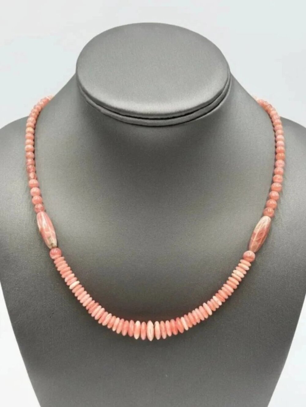 Jay King DTR 925 Sterling Silver Rhodochrosite Bead Necklace 18"  Pretty in Pink